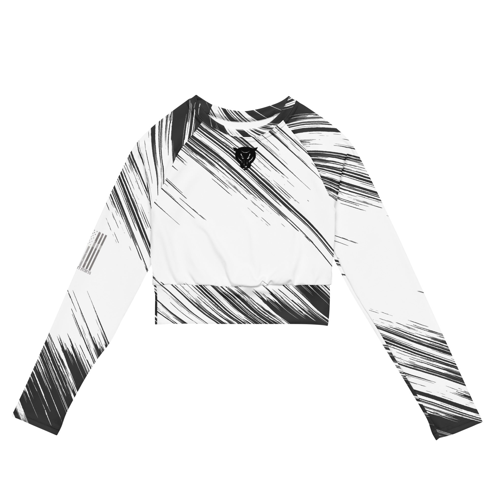 Bodyshift Black and White Long-Sleeve Crop Top